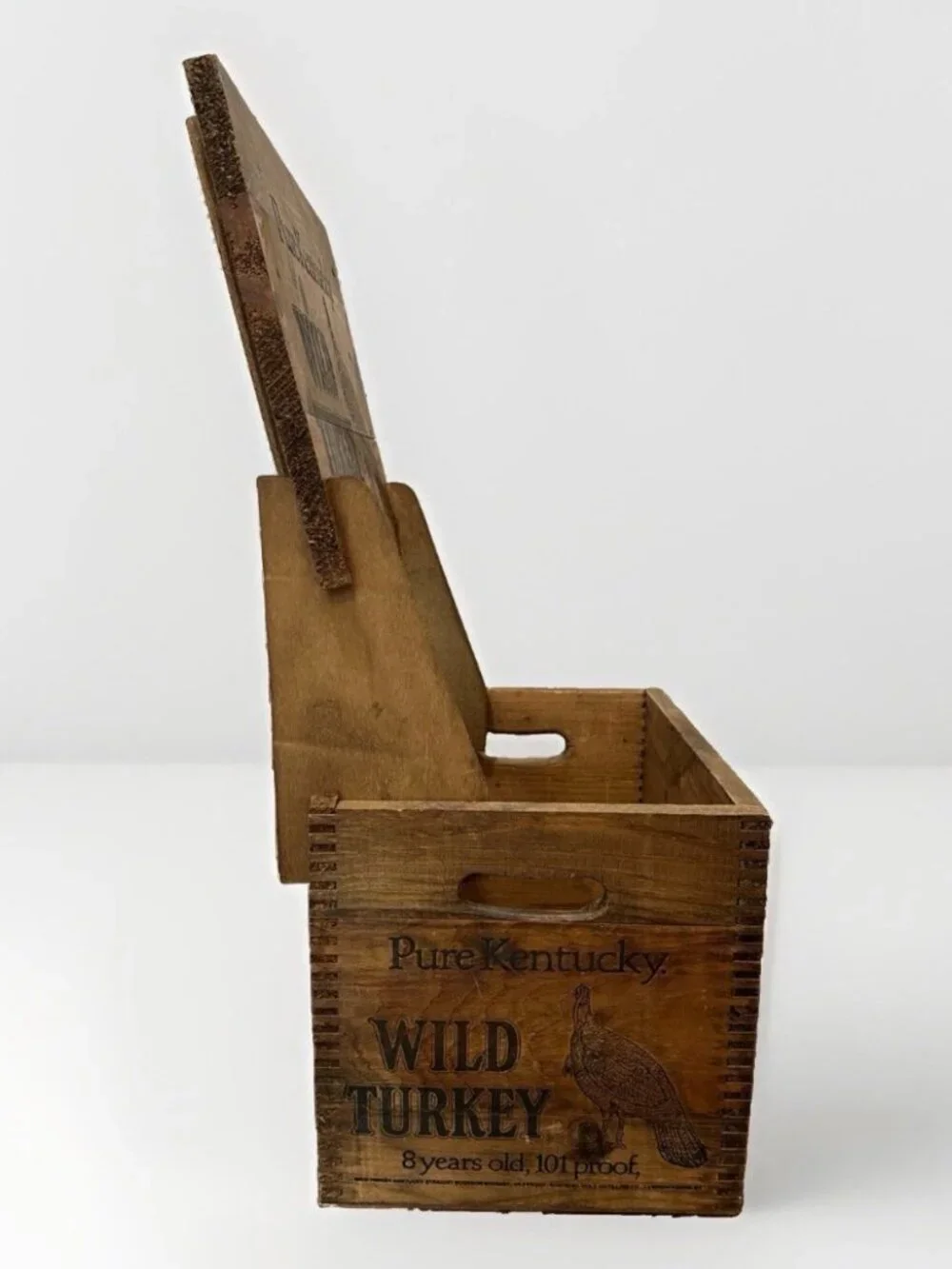 🦃🥃 Vintage Wild Turkey Bourbon Wooden Crate Display Box 8 Year 101 Proof Rare